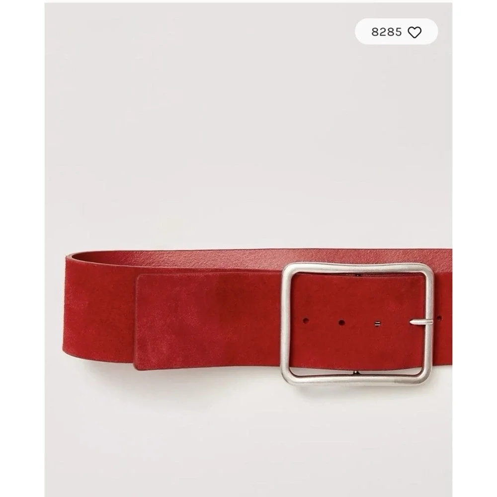NWT Free People Suede Hex Hip Belt Sour Cherry Red L Boho Festival Western Y2K